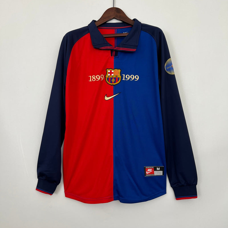 Camisa Manga Longa Retrô Barcelona 1899/99 Nike - Azul e Grená